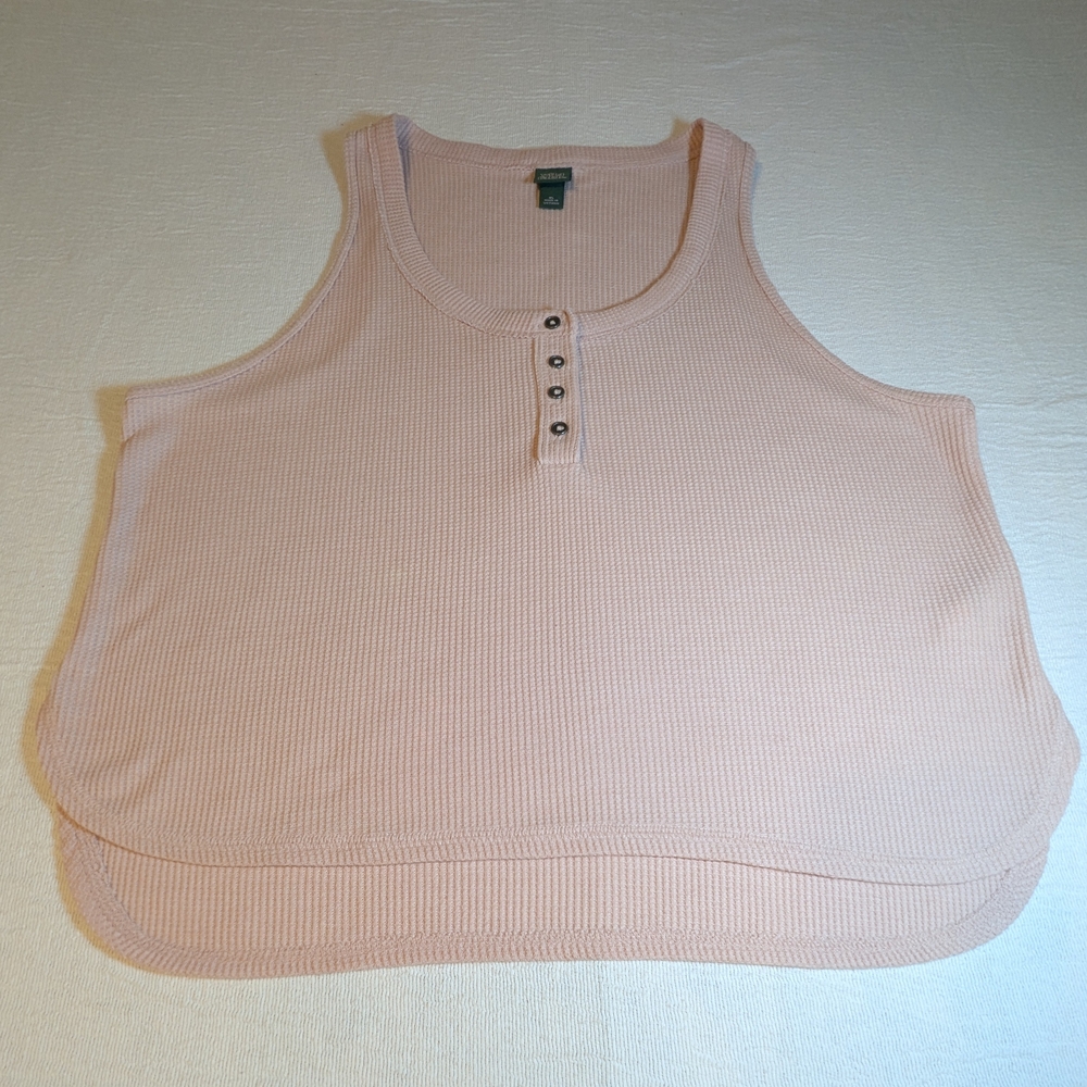 wild fable Soft Pink Ribbed Henley Crop Tank